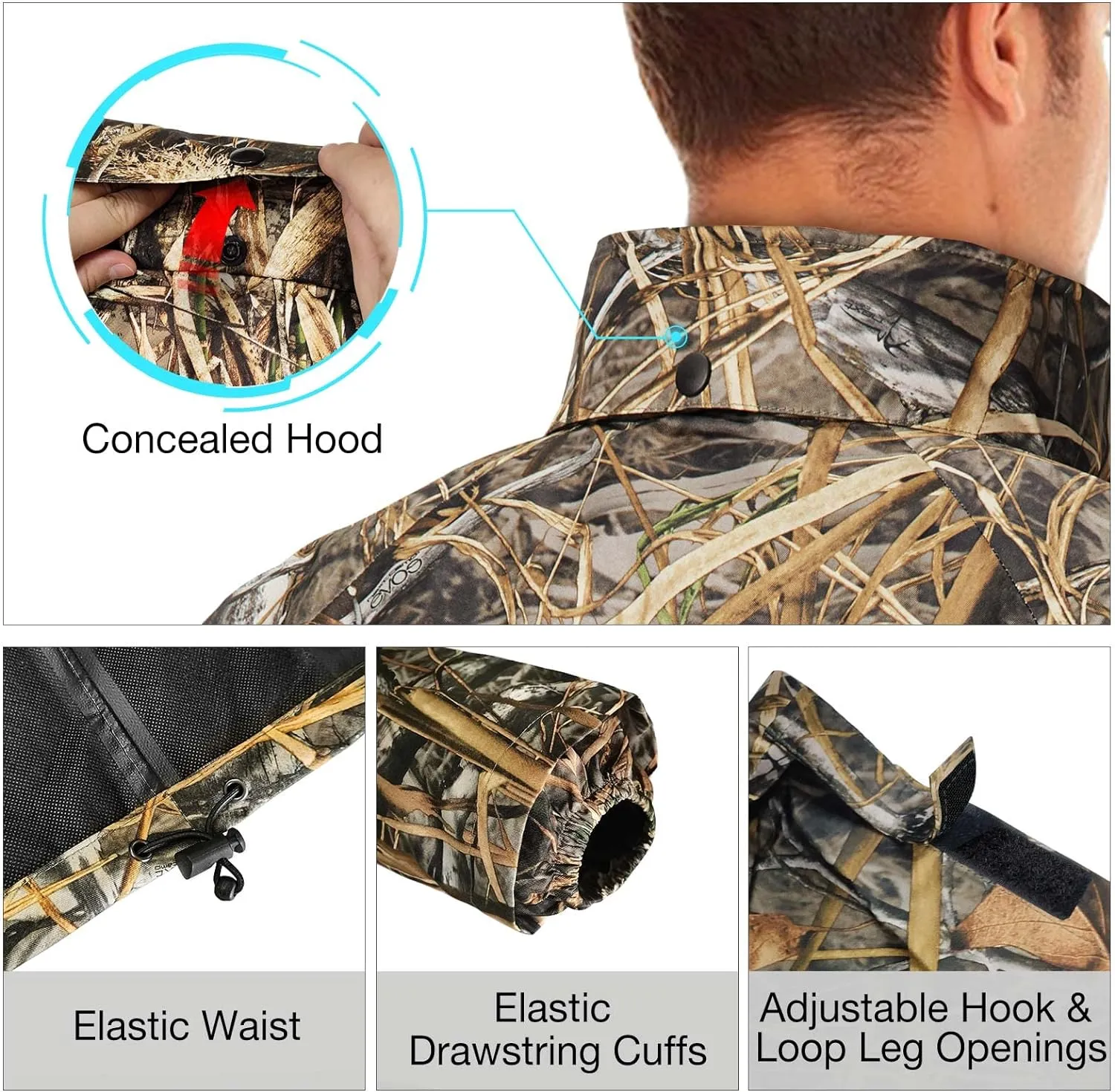 TIDEWE Rain Suit, Waterproof Breathable Lightweight 2 Pieces Rainwear