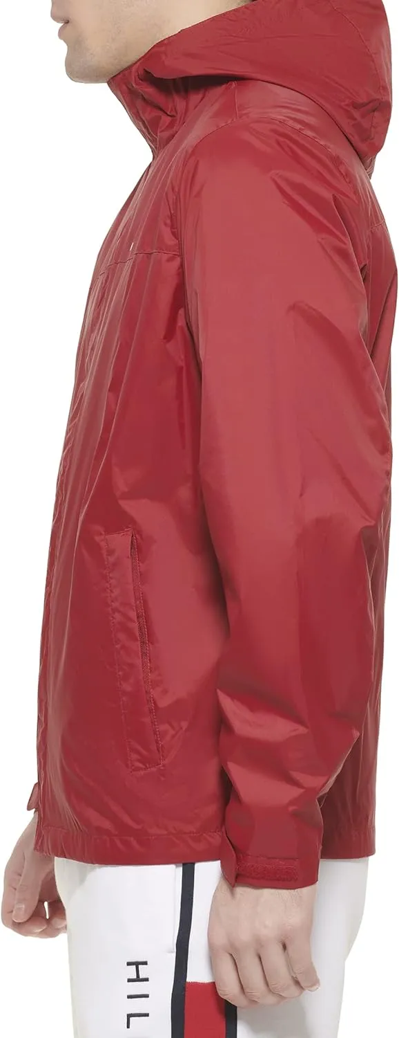 Tommy Hilfiger Men's Lightweight Breathable Waterproof Hooded Rain Jacket