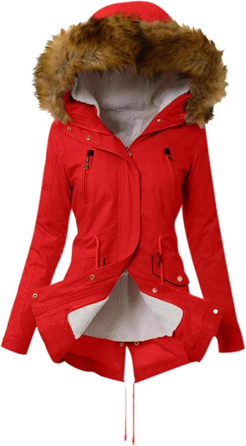 Top Winter Coat Womens Warm Sweater Hooded Jacket Slim Outwear Comfy Coats Long Cardigan Comfy Overwear