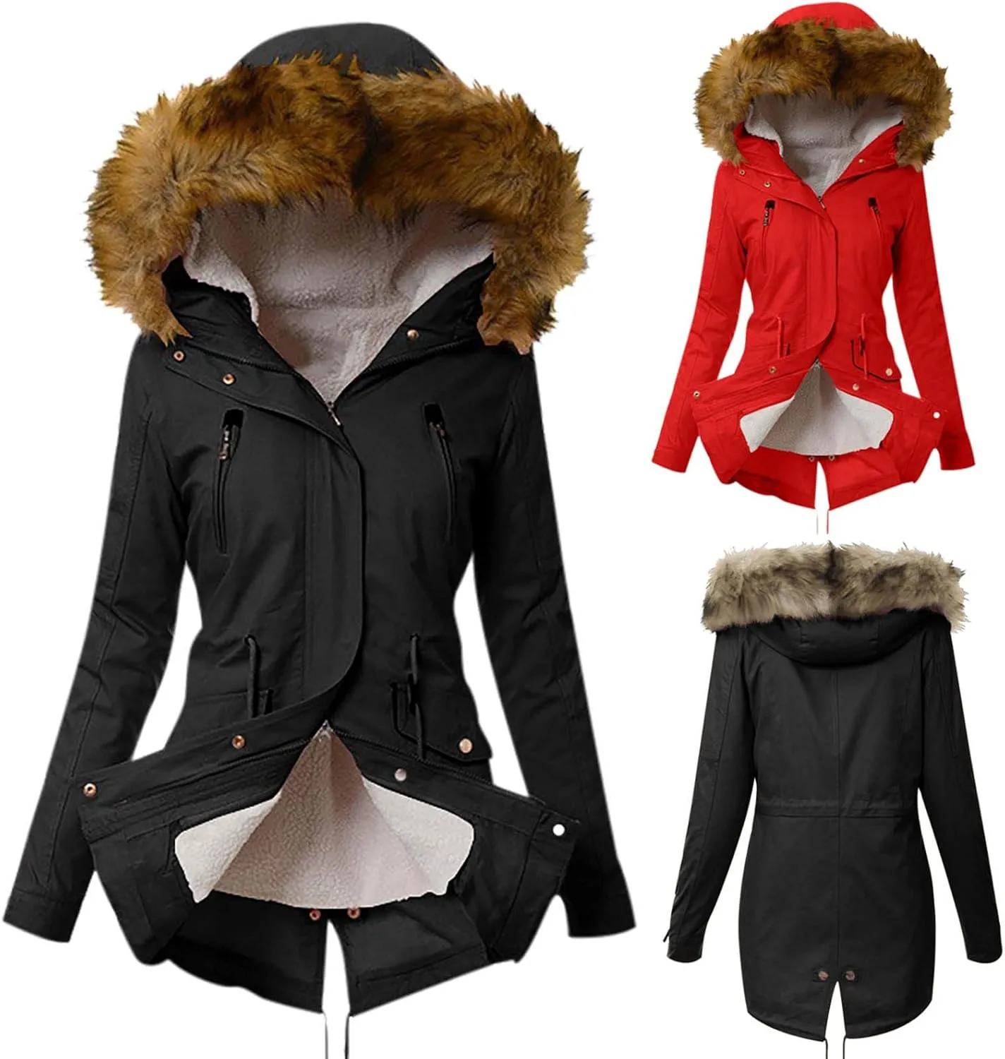 Top Winter Coat Womens Warm Sweater Hooded Jacket Slim Outwear Comfy Coats Long Cardigan Comfy Overwear