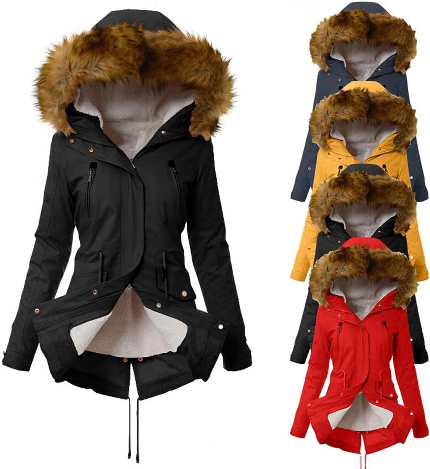 Top Winter Coat Womens Warm Sweater Hooded Jacket Slim Outwear Comfy Coats Long Cardigan Comfy Overwear