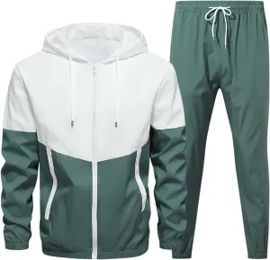 Tracksuit Men 2 Piece Set Full Zip Hoodie & Jogger Sweatpants Set Fashion Athletic Sweat Suits with Pockets