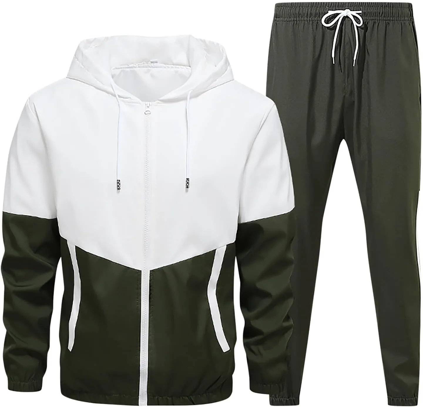 Tracksuit Men 2 Piece Set Full Zip Hoodie & Jogger Sweatpants Set Fashion Athletic Sweat Suits with Pockets
