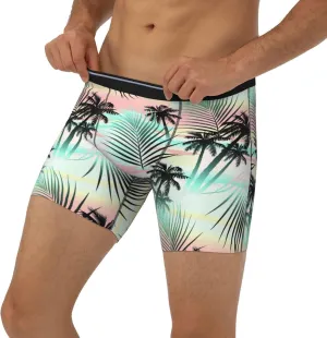 Tropical Summer Palm Mens Extended Underwear Length Boxer Briefs Comfort Breathable Underwear For Men