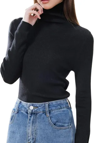 Turtle Necks Tops for Women 2025 Cute Knitted Warm Fitted Sweater Business Outfits Turtleneck Sweaters for Women