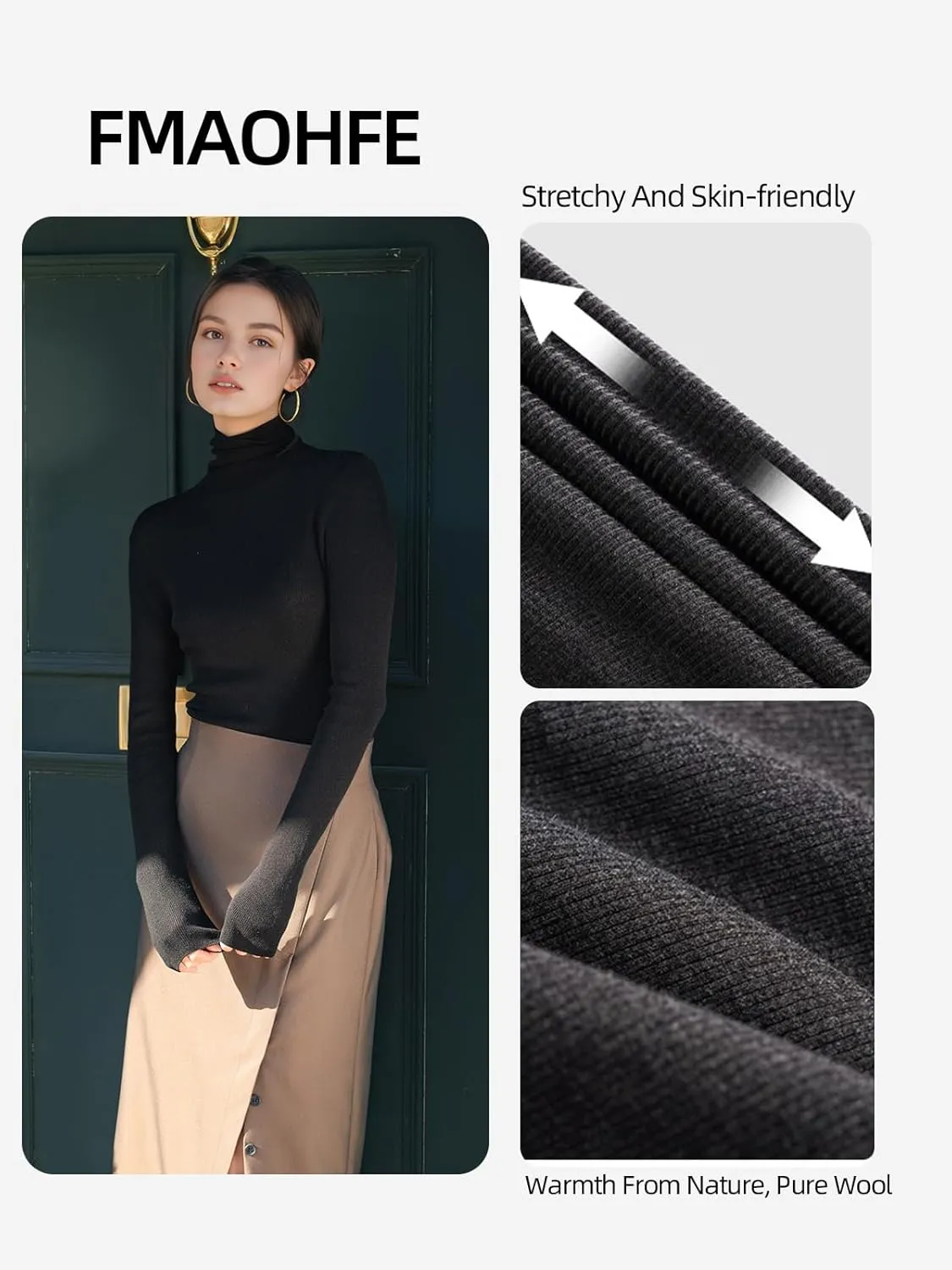 Turtle Necks Tops for Women 2025 Cute Knitted Warm Fitted Sweater Business Outfits Turtleneck Sweaters for Women