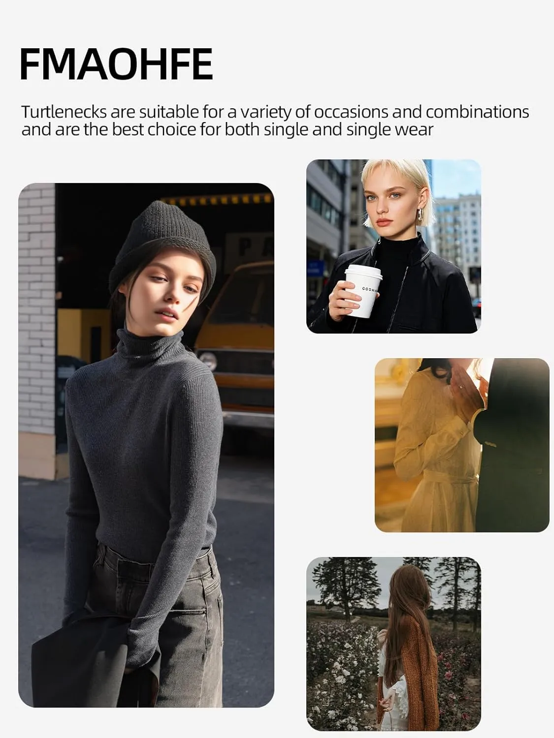 Turtle Necks Tops for Women 2025 Cute Knitted Warm Fitted Sweater Business Outfits Turtleneck Sweaters for Women