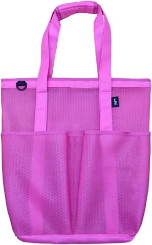 WFK Solid Mesh Beach Bag with Zipper, 6 Pockets, Waterproof, Sandproof, Perfect for Beach, Pool, Gym, Travel and Shopping