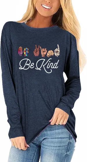 Woffccrd Long Sleeve T-Shirts Happy Easter Shirts Crew Neck Autism Awareness Shirts Spring Tops