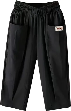 Women Capri Pants for Summer 2024 Casual Linen Cotton Plus Size Capris Loose Fitted Cropped Pants with Pocket