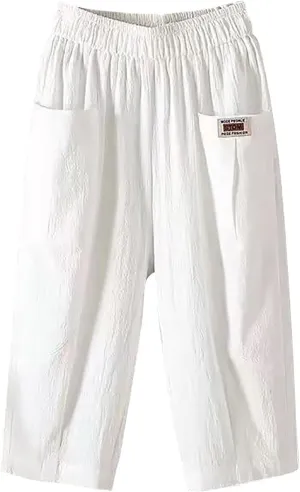 Women Capri Pants for Summer 2024 Casual Linen Cotton Plus Size Capris Loose Fitted Cropped Pants with Pocket