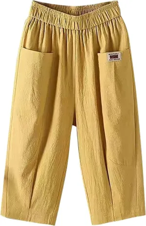 Women Capri Pants for Summer 2024 Casual Linen Cotton Plus Size Capris Loose Fitted Cropped Pants with Pocket