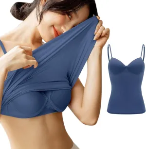 Women’s 2025 Sexy V Neck Adjustable Comfy Spaghetti Strap Cami Sleeveless Tank Undershirt Top Fit Camisole with Built in Bra