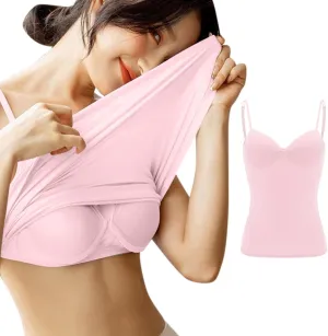 Women’s 2025 Sexy V Neck Adjustable Comfy Spaghetti Strap Cami Sleeveless Tank Undershirt Top Fit Camisole with Built in Bra