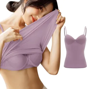 Women’s 2025 Sexy V Neck Adjustable Comfy Spaghetti Strap Cami Sleeveless Tank Undershirt Top Fit Camisole with Built in Bra