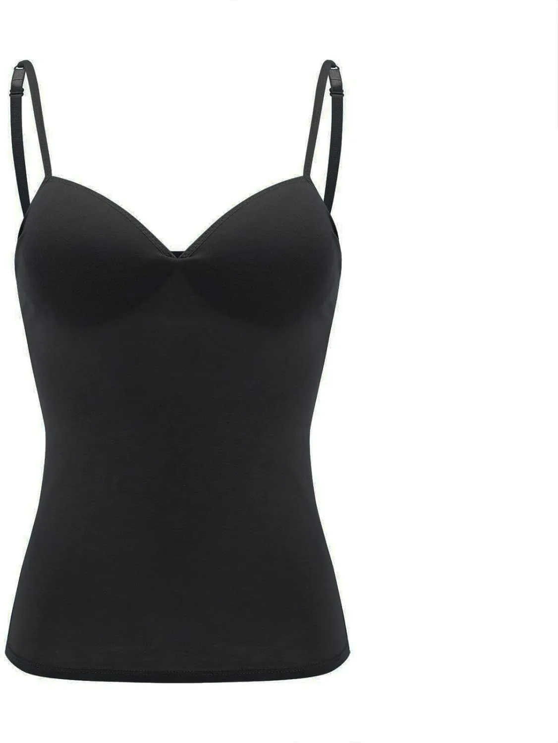 Women’s 2025 Sexy V Neck Adjustable Comfy Spaghetti Strap Cami Sleeveless Tank Undershirt Top Fit Camisole with Built in Bra