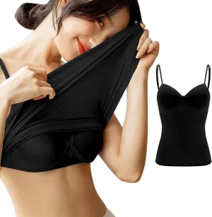 Women’s 2025 Sexy V Neck Adjustable Comfy Spaghetti Strap Cami Sleeveless Tank Undershirt Top Fit Camisole with Built in Bra