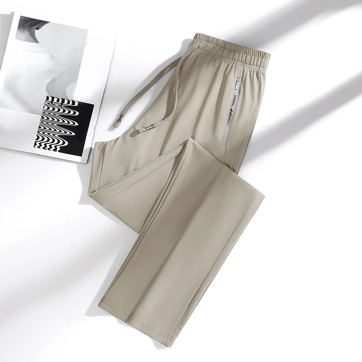 Womens Beeswan Pants Stretch Quick Drying High Waisted Ice Silk Trousers Drawstring Straight Leg Casual Athletic Pants