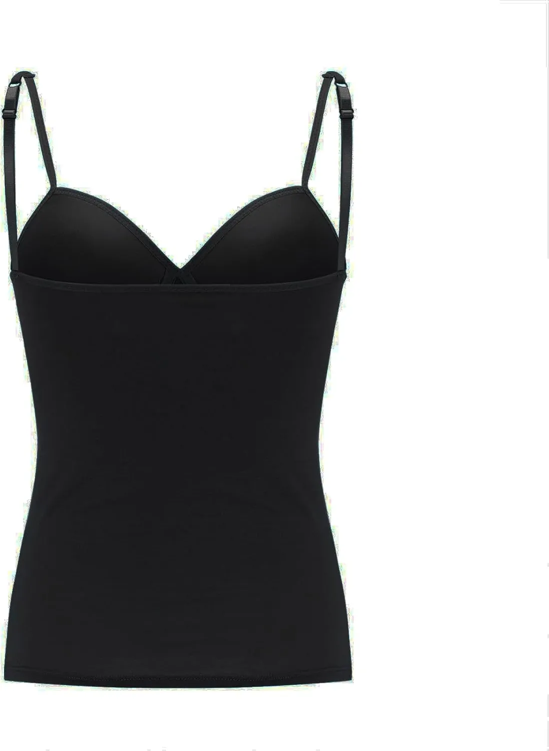 Women's Built-in Bra Tank Tops Adjustable Strap Wire-Free Camisole Padded Workout Yoga Daily Shelf Bra Undershirts