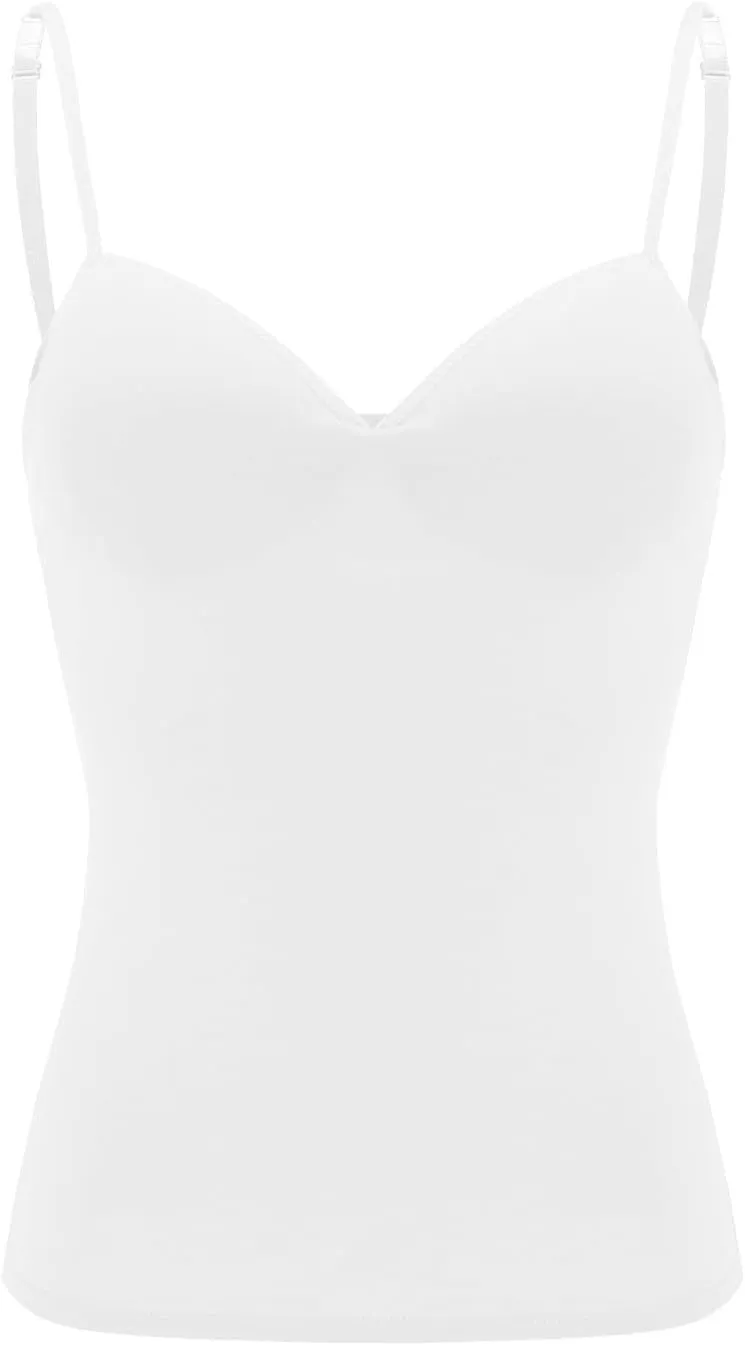 Women's Built-in Bra Tank Tops Adjustable Strap Wire-Free Camisole Padded Workout Yoga Daily Shelf Bra Undershirts