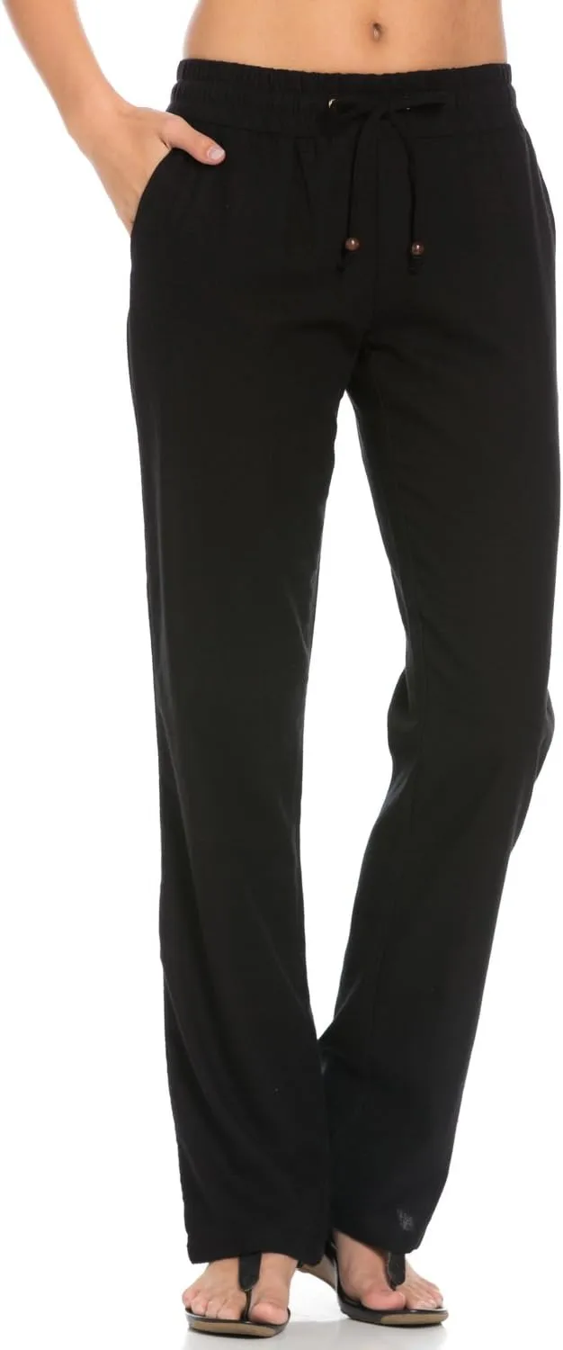 Women's Comfy Elastic Waistband Drawstring Linen Pants