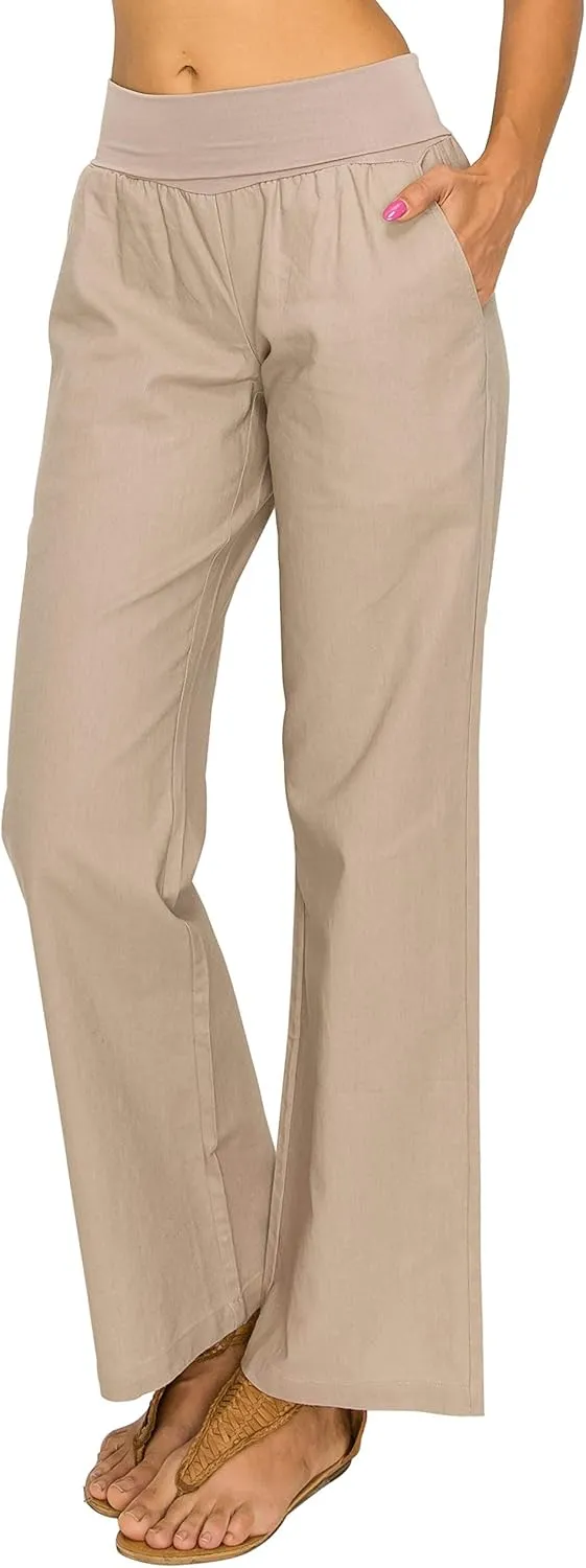 Women's Comfy Fold Over Linen Pants