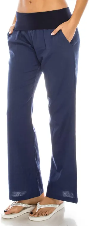 Women's Comfy Fold Over Linen Pants