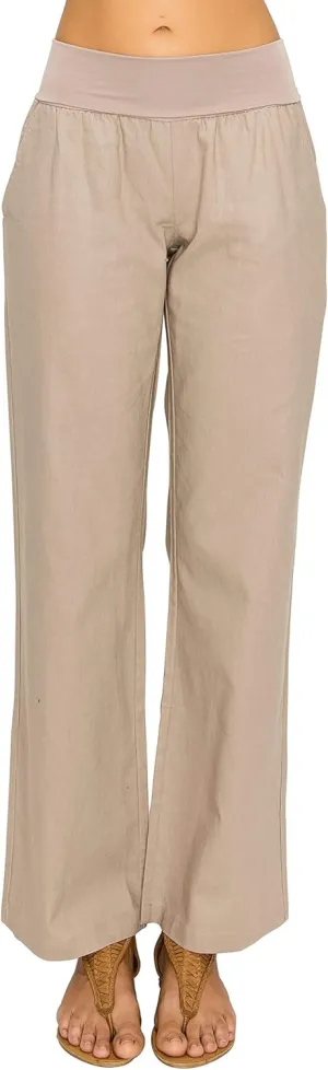 Women's Comfy Fold Over Linen Pants