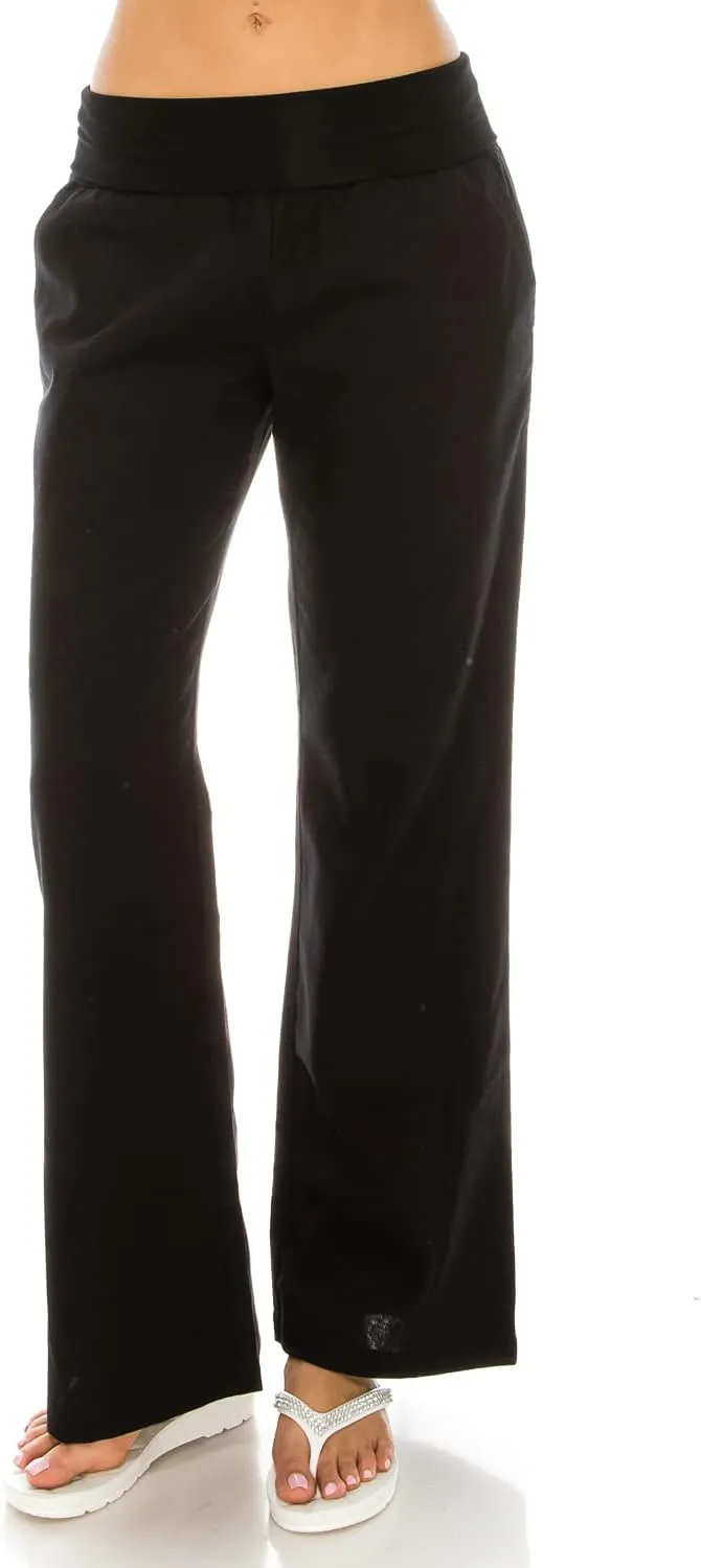 Women's Comfy Fold Over Linen Pants