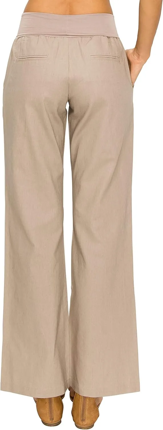 Women's Comfy Fold Over Linen Pants