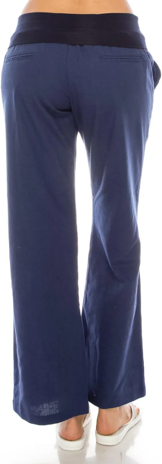 Women's Comfy Fold Over Linen Pants