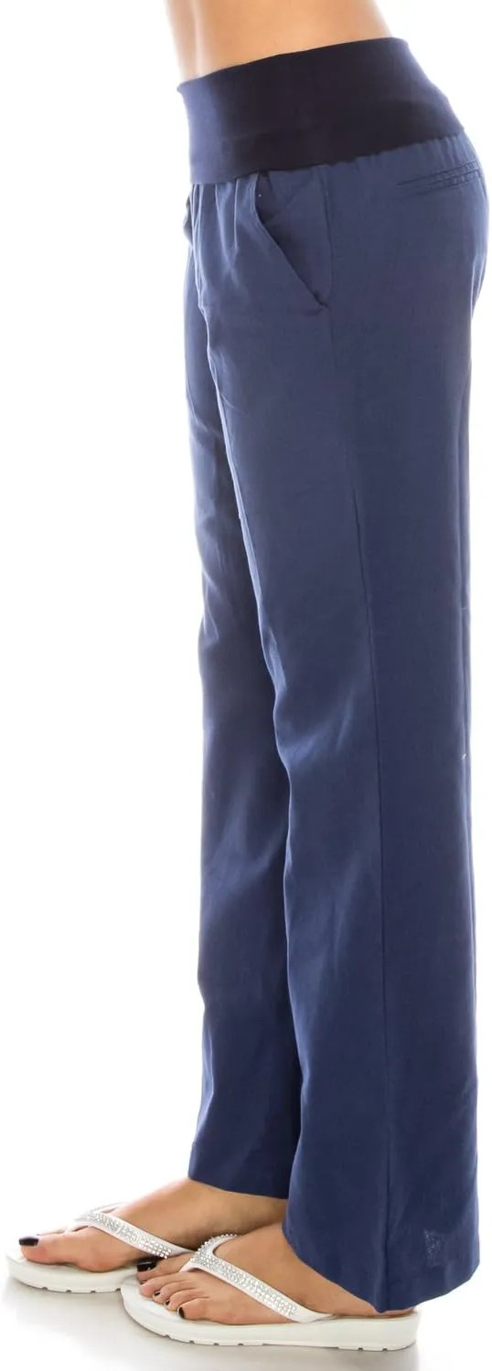 Women's Comfy Fold Over Linen Pants