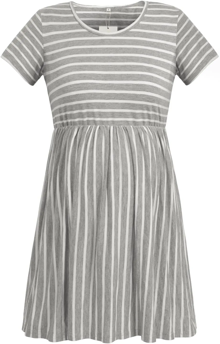 Womens Flattering Maternity Tops Comfy Short Sleeve Pleated Pregnancy Shirt