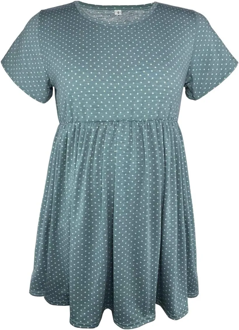 Womens Flattering Maternity Tops Comfy Short Sleeve Pleated Pregnancy Shirt