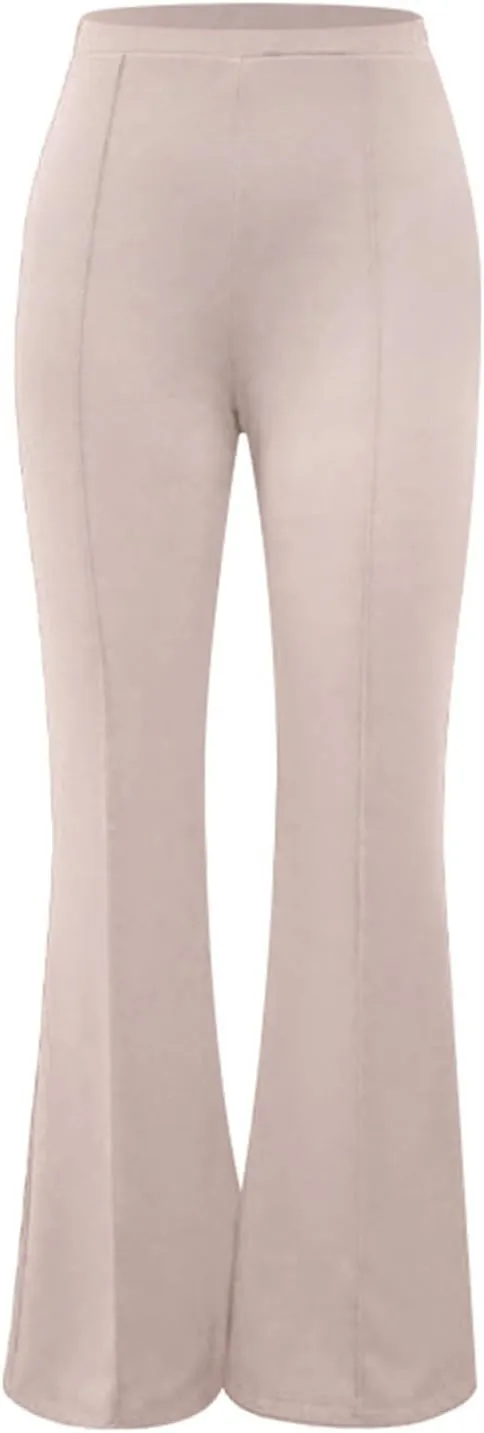 Women's High Waist Solid Suit Pants Casual Straight Wide Leg Trousers Simple Trendy Fitted Flared Pant Hip Lift Yoga Pants