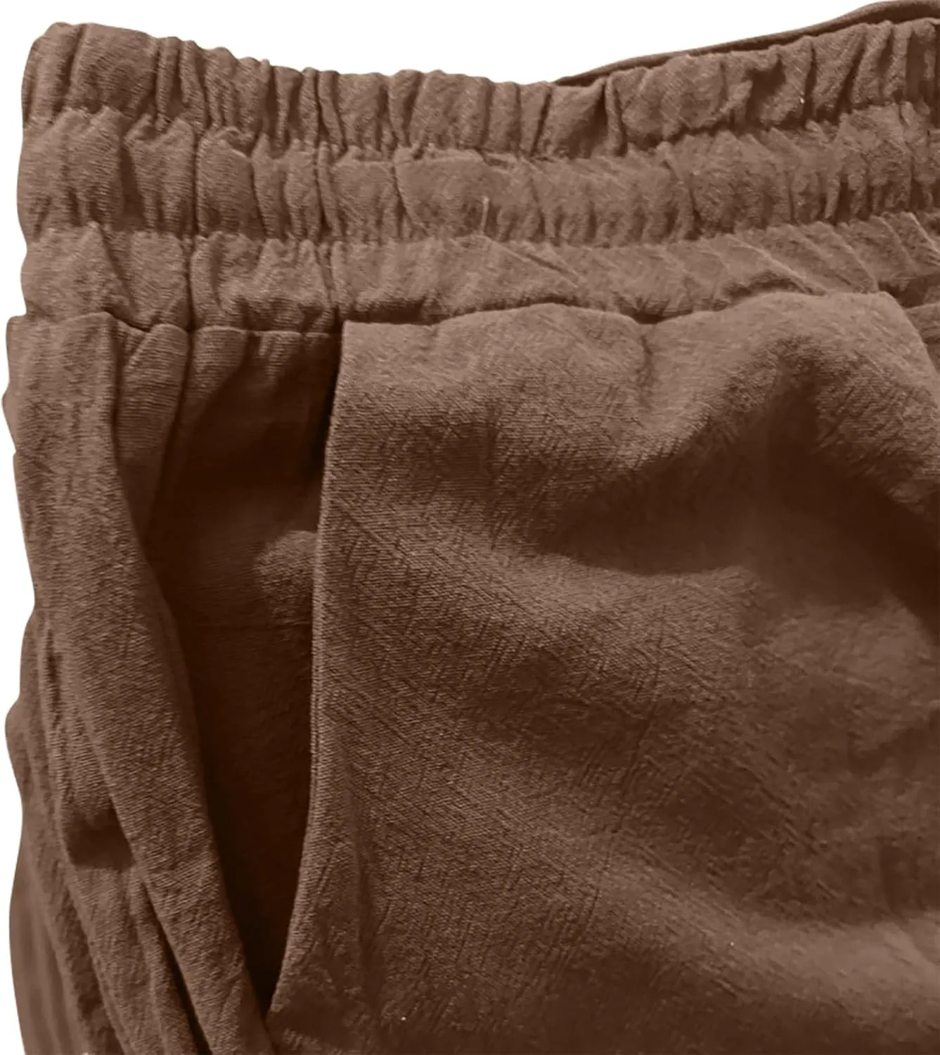 Women's Solid Color Drawstring Lounge Trousers with Pockets Cotton Linen Elastic Waist Straight Leg Comfy Fitted Pants
