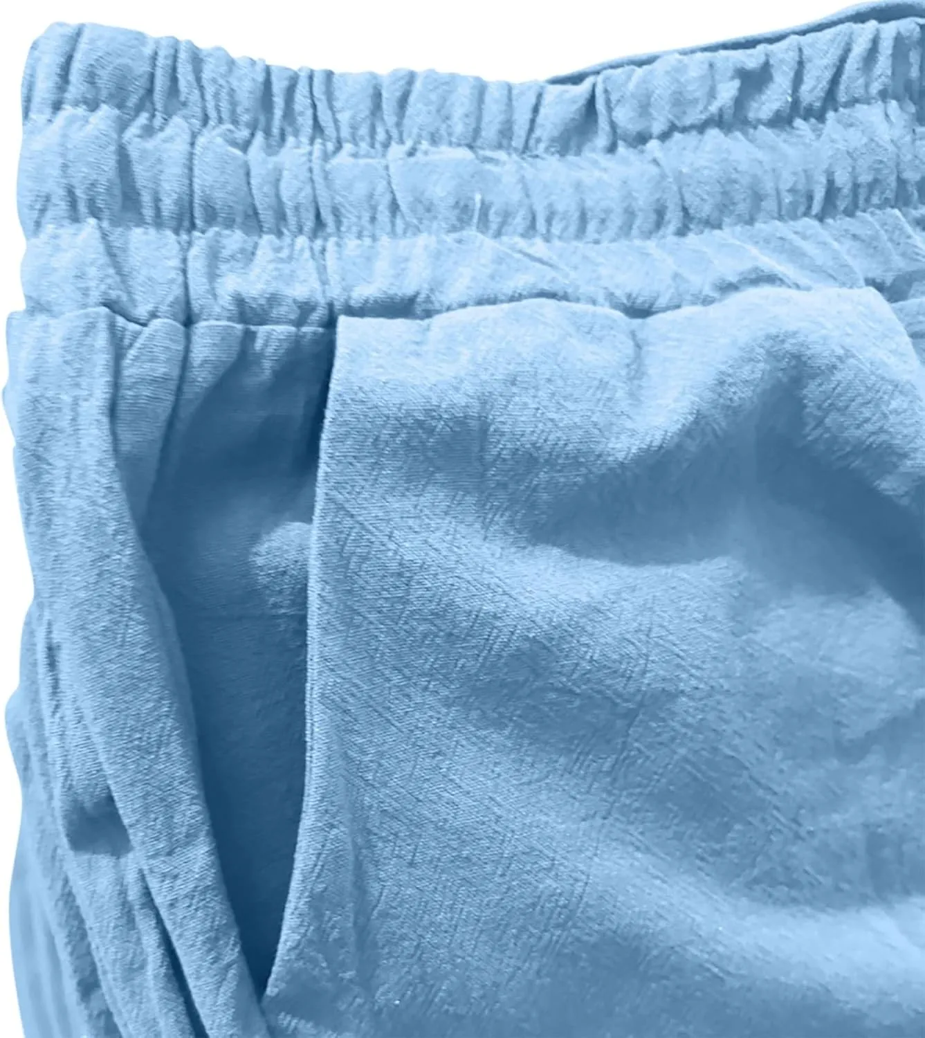 Women's Solid Color Drawstring Lounge Trousers with Pockets Cotton Linen Elastic Waist Straight Leg Comfy Fitted Pants