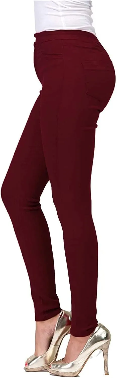 Womens Stretch Jeggings with Pockets Ripped High Waisted Classic Butt Lifting Yoga Leggings Fitted Denim Ankle Jeans
