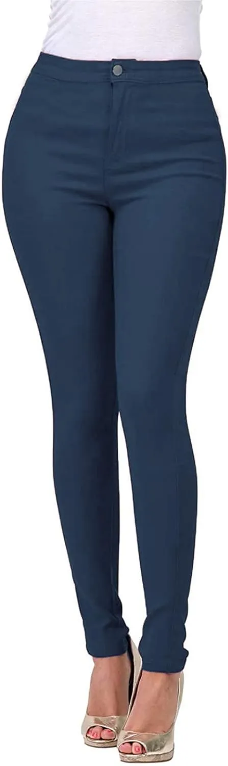 Womens Stretch Jeggings with Pockets Ripped High Waisted Classic Butt Lifting Yoga Leggings Fitted Denim Ankle Jeans