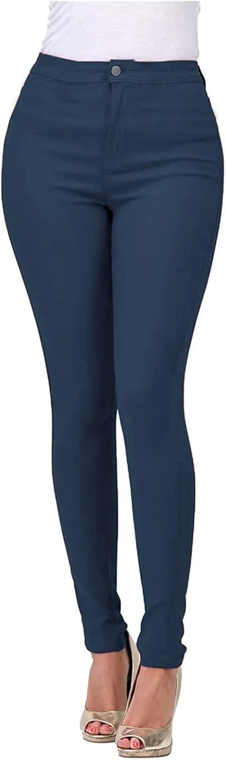 Womens Stretch Jeggings with Pockets Ripped High Waisted Classic Butt Lifting Yoga Leggings Fitted Denim Ankle Jeans