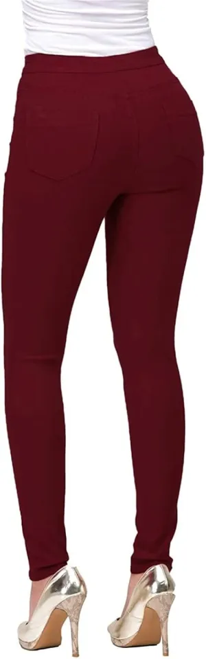 Womens Stretch Jeggings with Pockets Ripped High Waisted Classic Butt Lifting Yoga Leggings Fitted Denim Ankle Jeans
