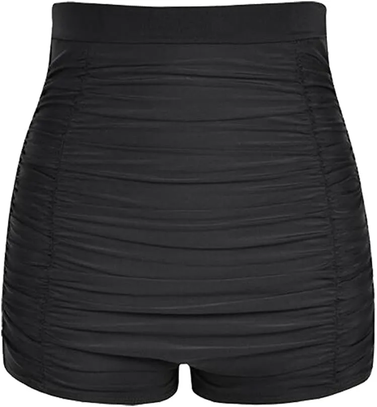 Women's Tankini Bikini Bottom High Waist Swim Shorts Briefs Shirred Tankini Bottom Sport Swimwear S-XXXL