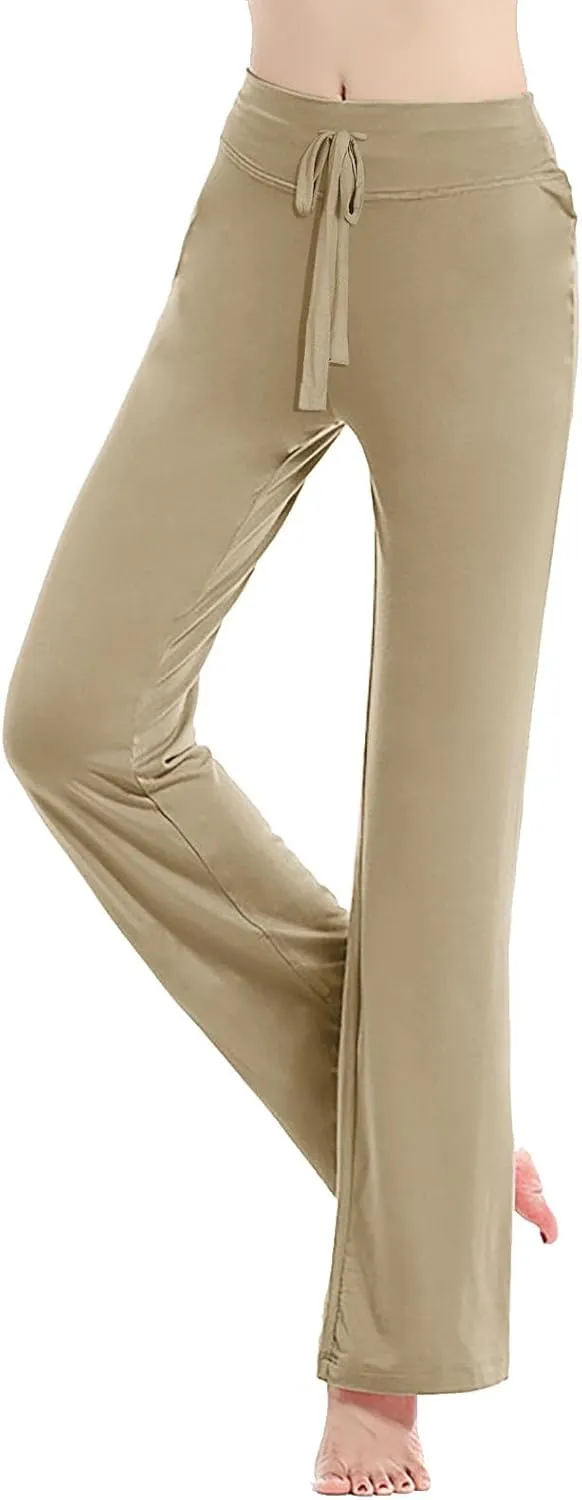 Workout Pants Plus Size Women Straight Leg Yoga Pants Stretchy Trousers High Waisted Casual Pants Fitted Soft Pants