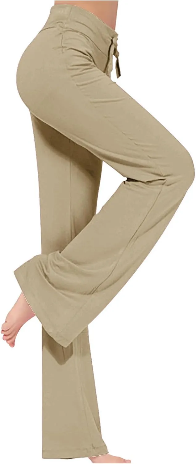 Workout Pants Plus Size Women Straight Leg Yoga Pants Stretchy Trousers High Waisted Casual Pants Fitted Soft Pants
