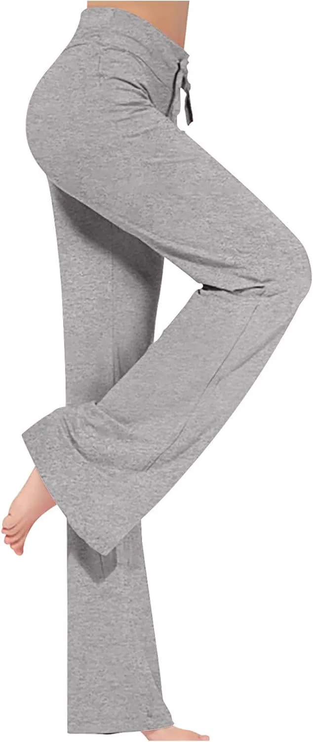 Workout Pants Plus Size Women Straight Leg Yoga Pants Stretchy Trousers High Waisted Casual Pants Fitted Soft Pants