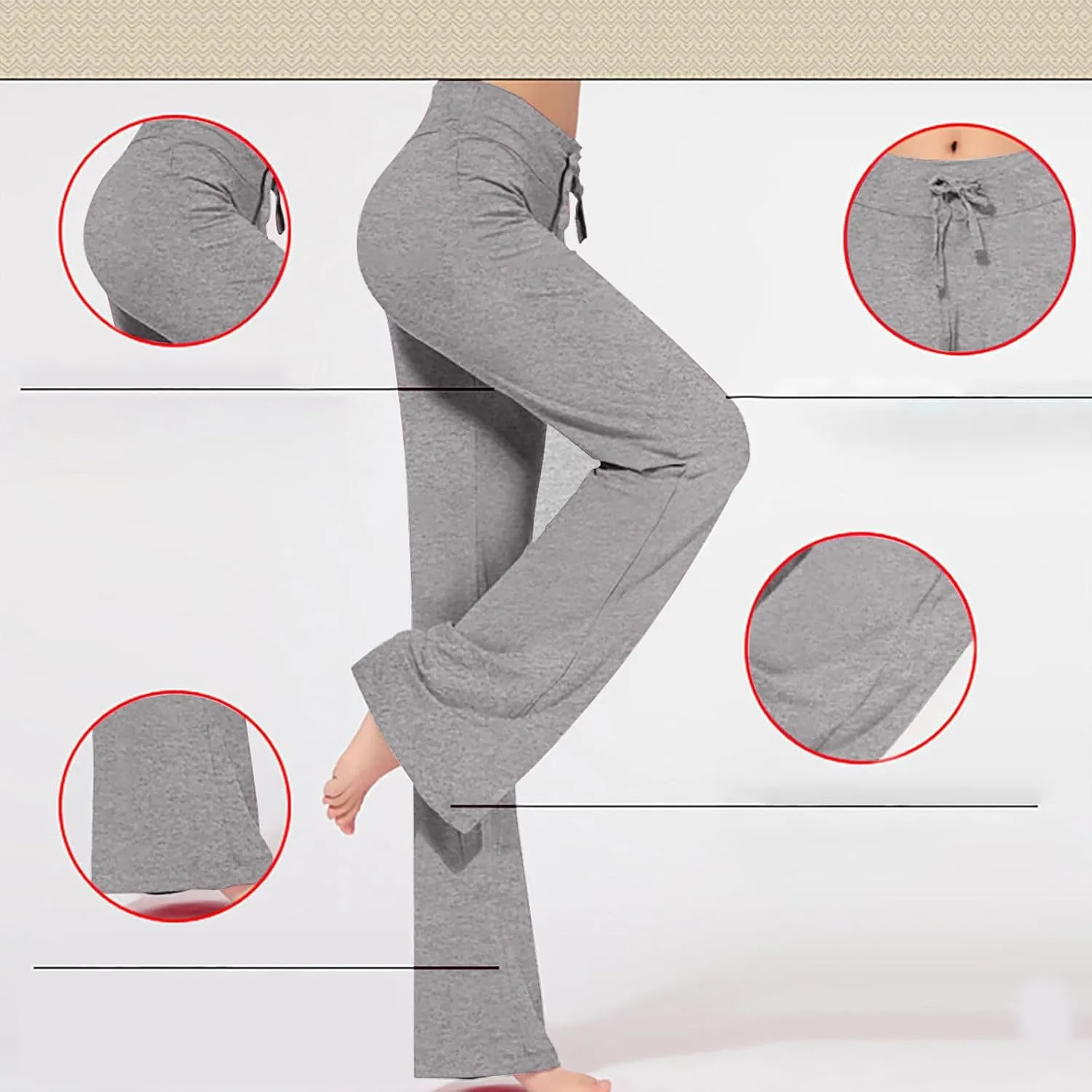 Workout Pants Plus Size Women Straight Leg Yoga Pants Stretchy Trousers High Waisted Casual Pants Fitted Soft Pants