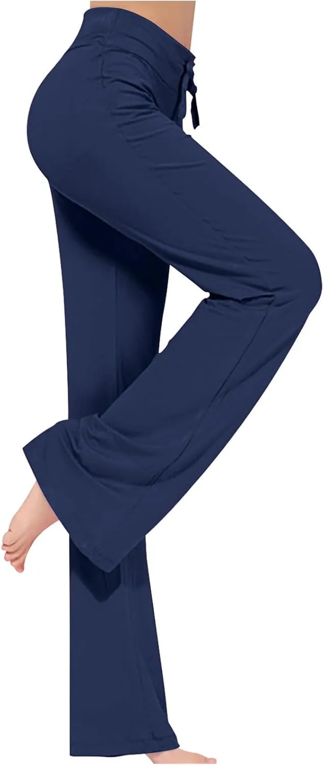 Workout Pants Plus Size Women Straight Leg Yoga Pants Stretchy Trousers High Waisted Casual Pants Fitted Soft Pants